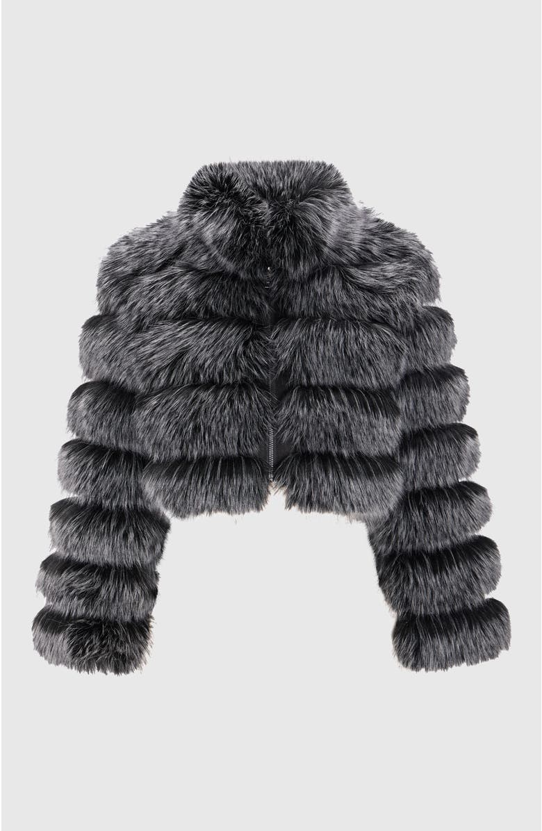 Lyla Grant Fur-Free Fox (Faux Fur) Horizontal Bolero, Alternate, color, Black Snowtop