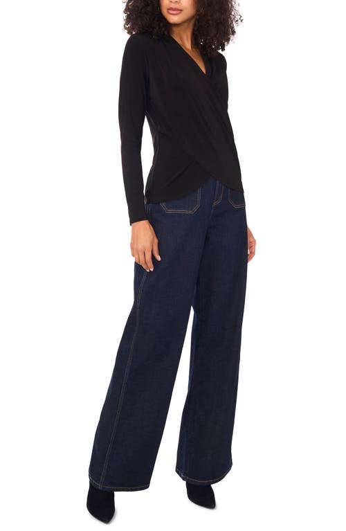 Vince Camuto Long Sleeve Wrap Top In Black