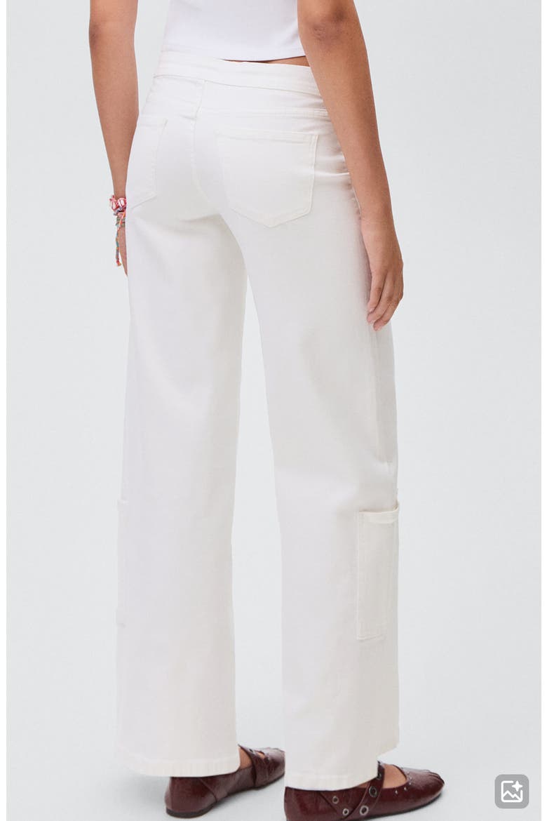 Buckle Low Rise Wide Leg Cargo Jeans, Alternate, color, OFF WHITE