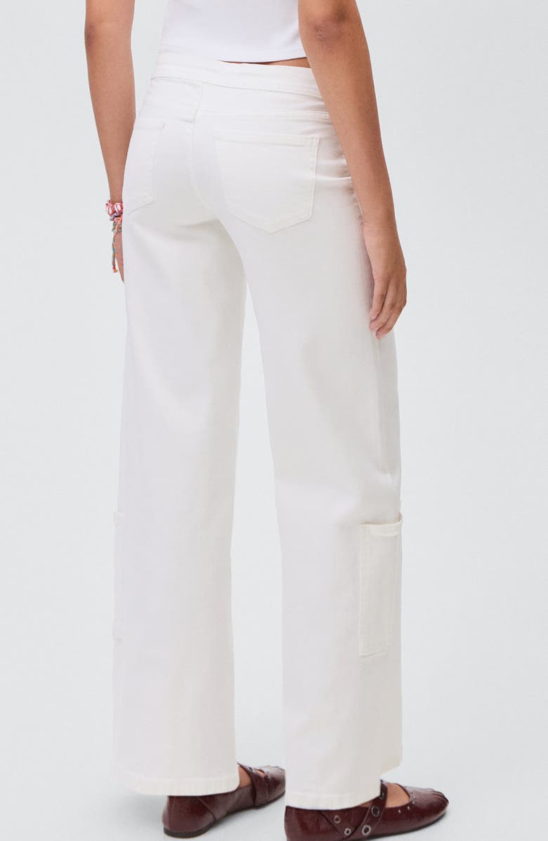 MANGO TEEN Buckle Low Rise Wide Leg Cargo Jeans, Alternate, color, Off White