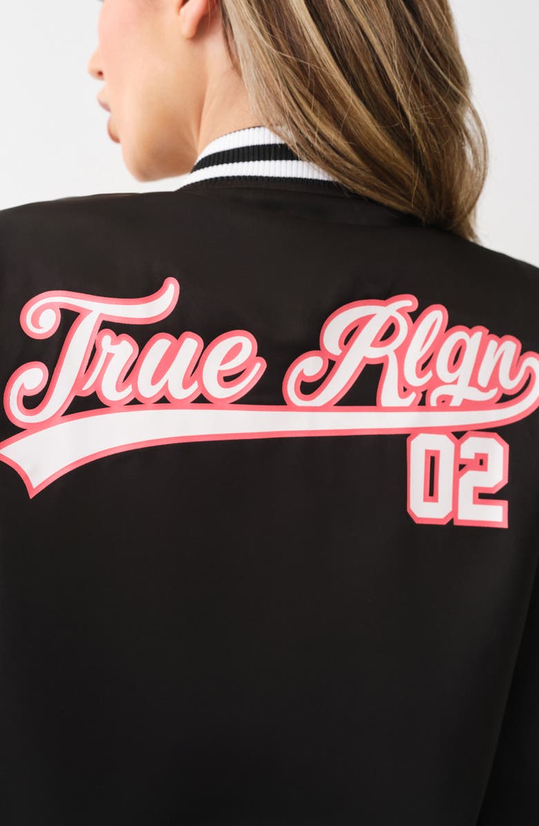 True Religion Satin Varsity Jacket, Alternate, color,