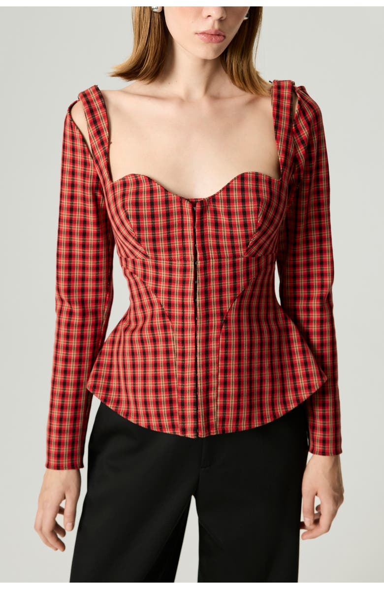 Nocturne Checked Corset Top, Alternate, color, Multi-Colored