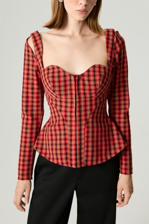 Nocturne Checked Corset Top In Red