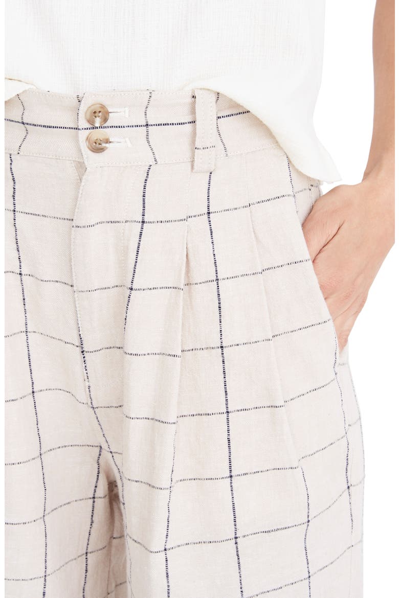 Windowpane Pleated Wide Leg Pants, Alternate, color, SLUB WINDOWPANE LIGHT SAND