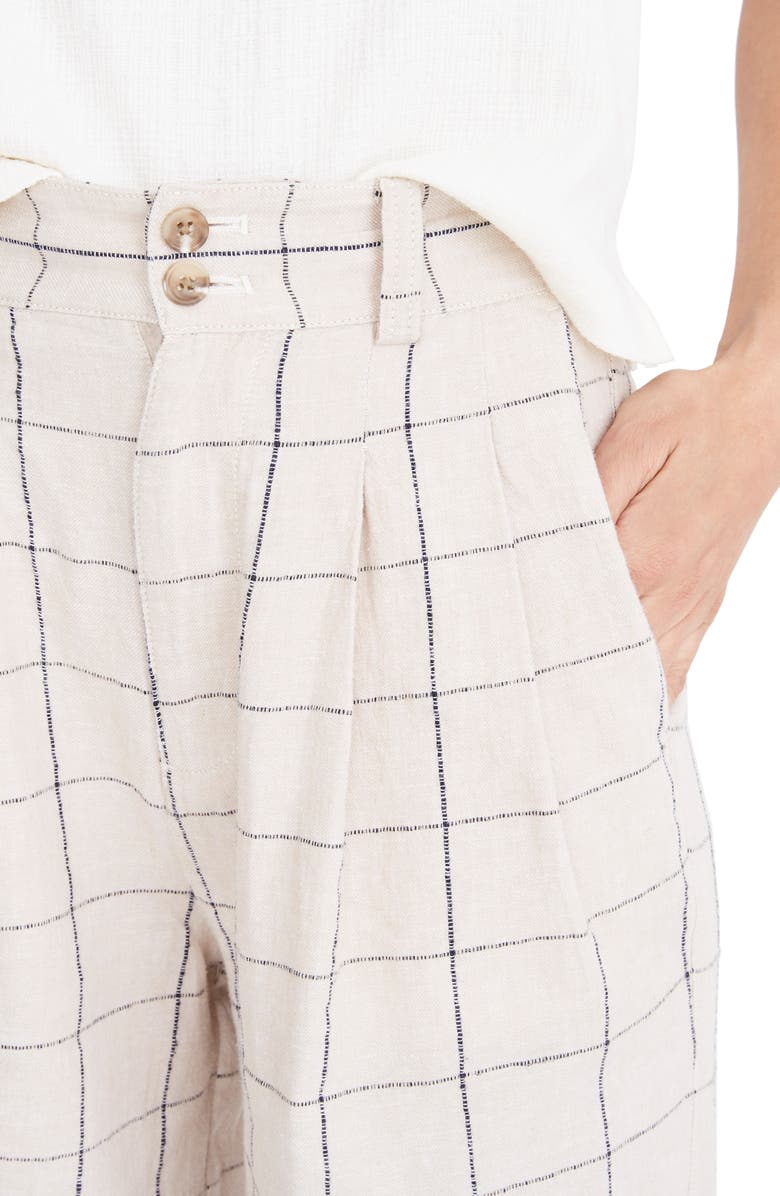 Madewell Windowpane Pleated Wide Leg Pants, Alternate, color,