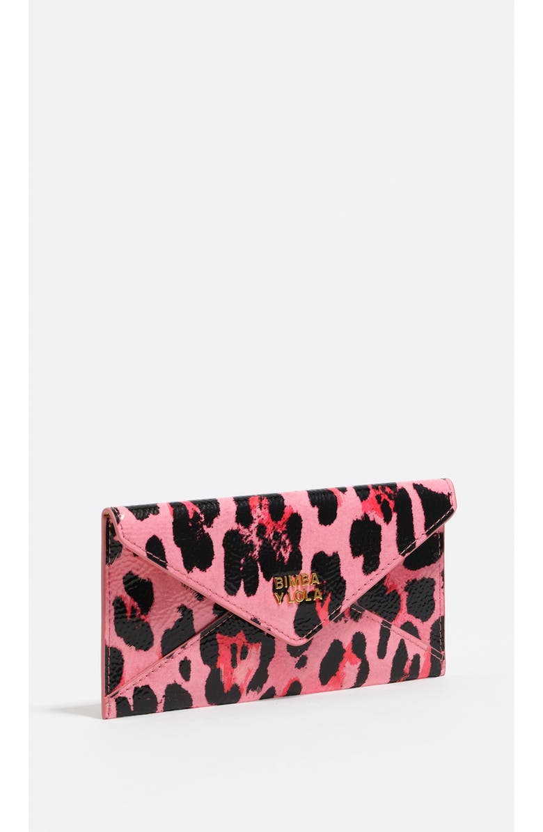 Bimba y Lola Textured Shiny Leopard Flap Card Holder, Main, color, Leopard Strawberry