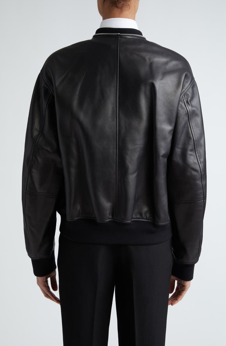 Jil Sander Leather Bomber Jacket, Alternate, color, 