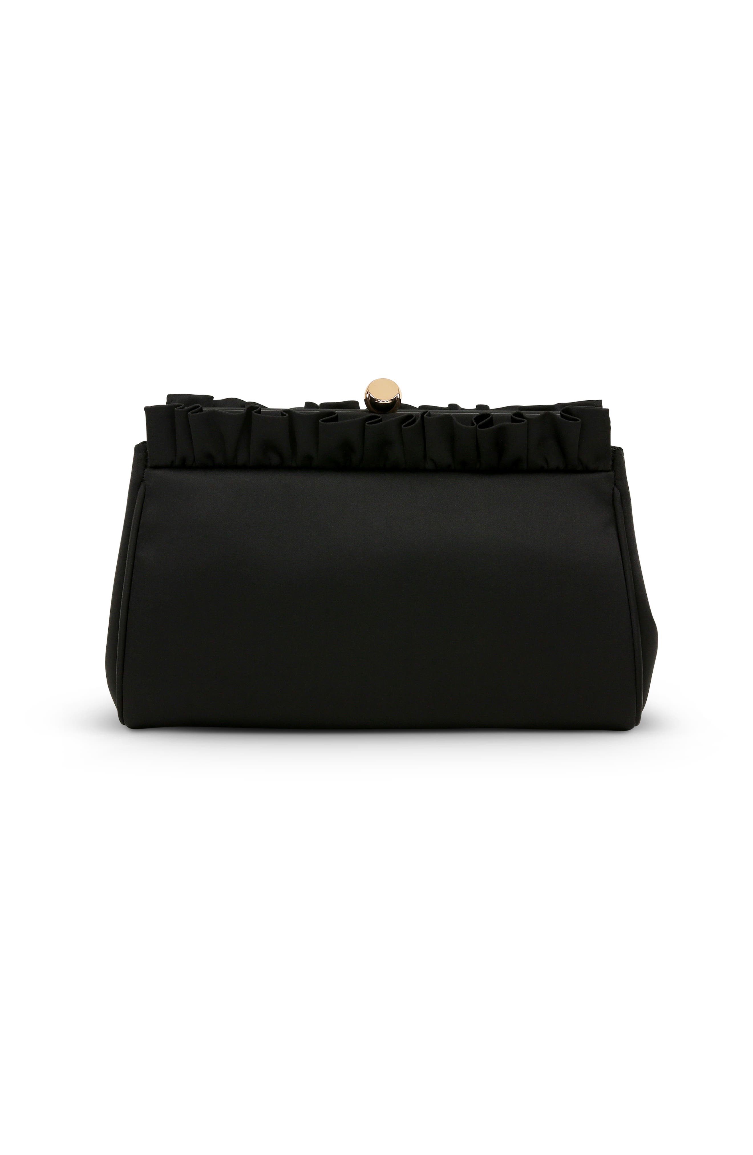 Jewel Badgley Mischka Olivia Satin Ruffle Top Pouch Clutch, Main, color, 