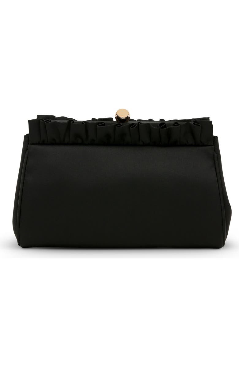 Jewel Badgley Mischka Olivia Satin Ruffle Top Pouch Clutch, Main, color,