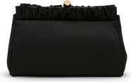 Jewel Badgley Mischka Olivia Satin Ruffle Top Pouch Clutch
