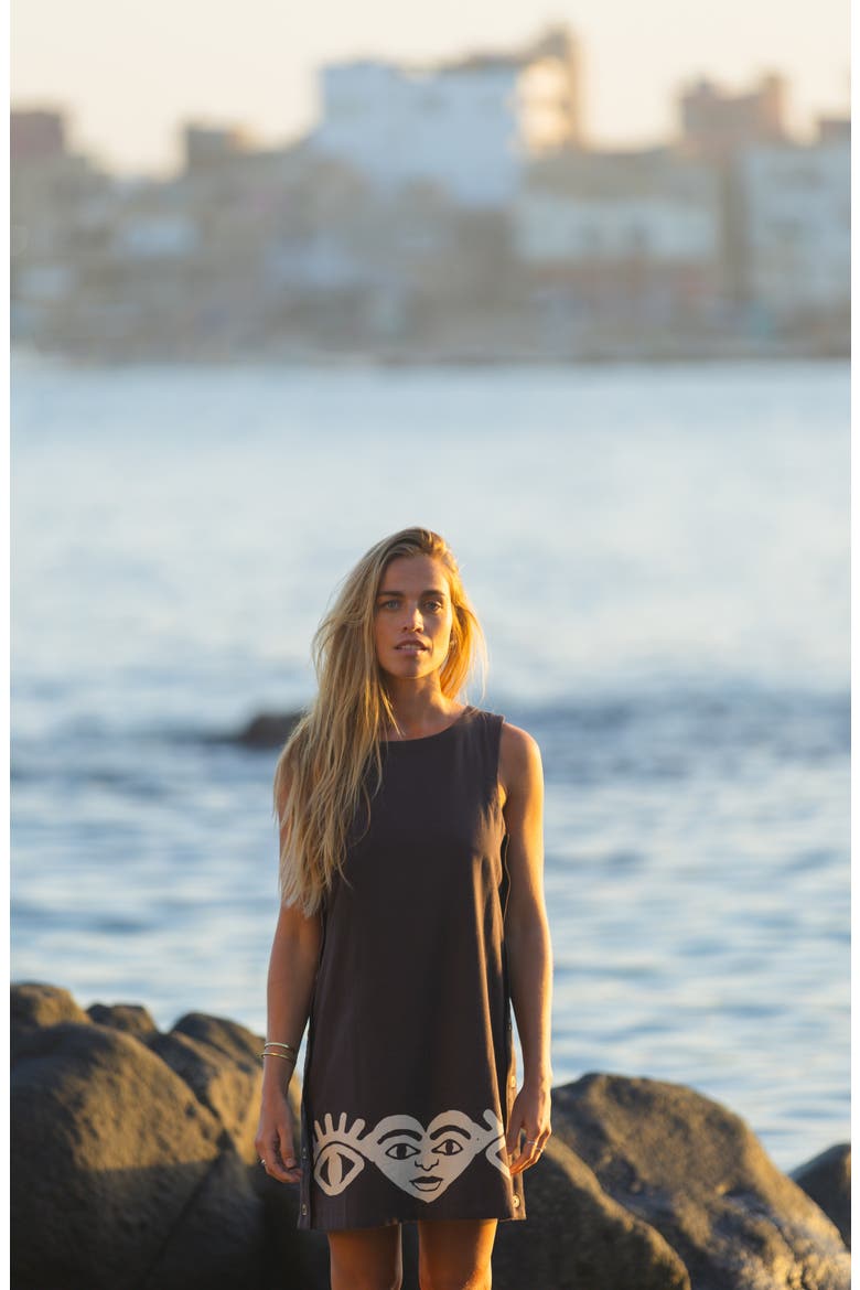 x Mami Wata Shift Minidress, Alternate, color, OFF BLACK
