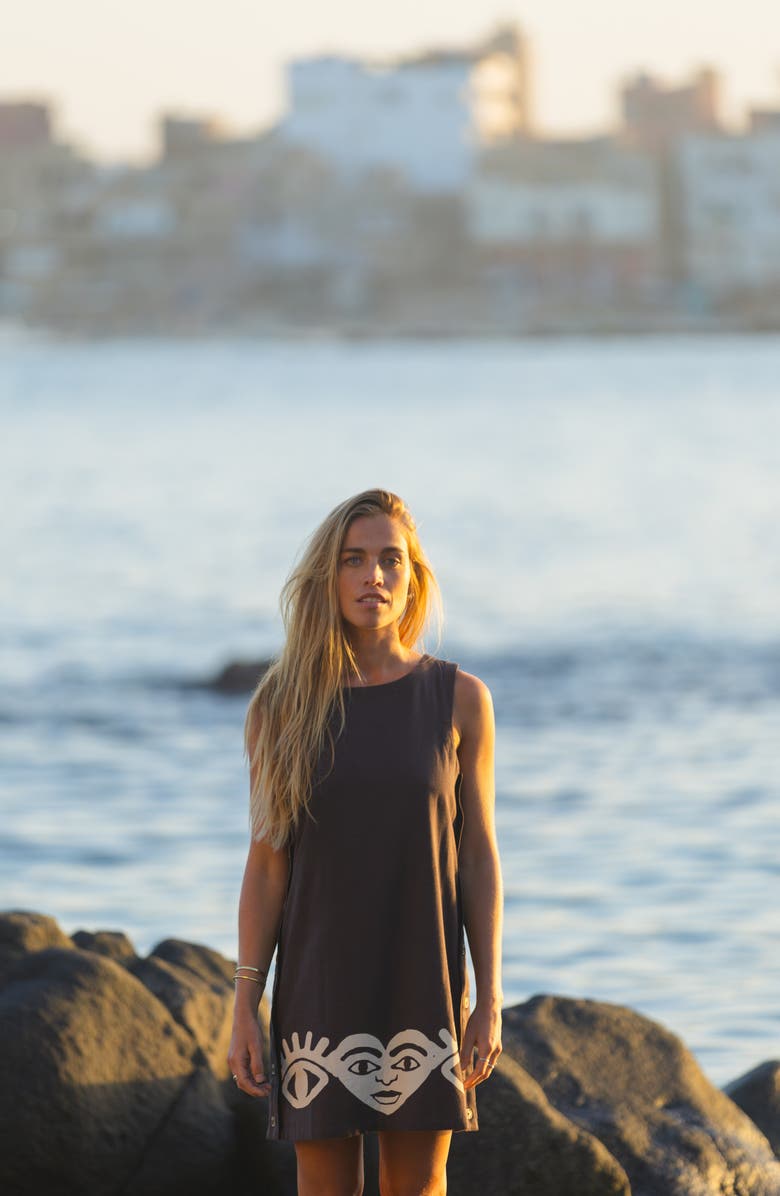 Billabong x Mami Wata Shift Minidress, Alternate, color, Off Black