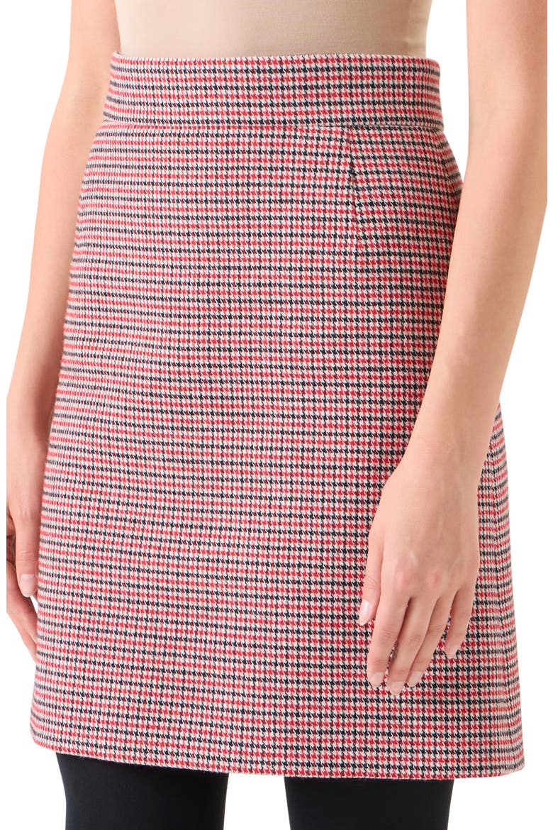 Houndstooth Check Virgin Wool Skirt, Alternate, color, BLACK-VERMILLION-CREAM