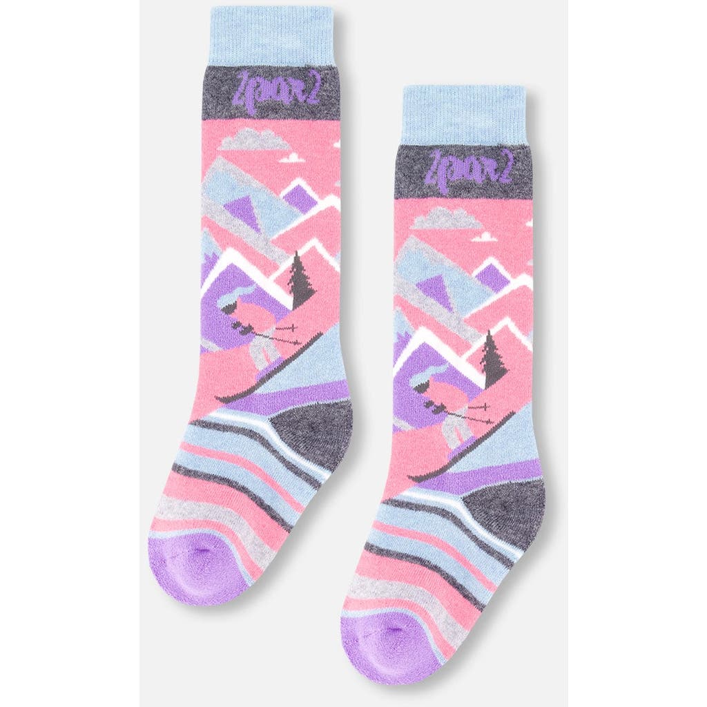 Deux Par Deux Baby Girl Winter Ski Socks With Merino Wool In Multi