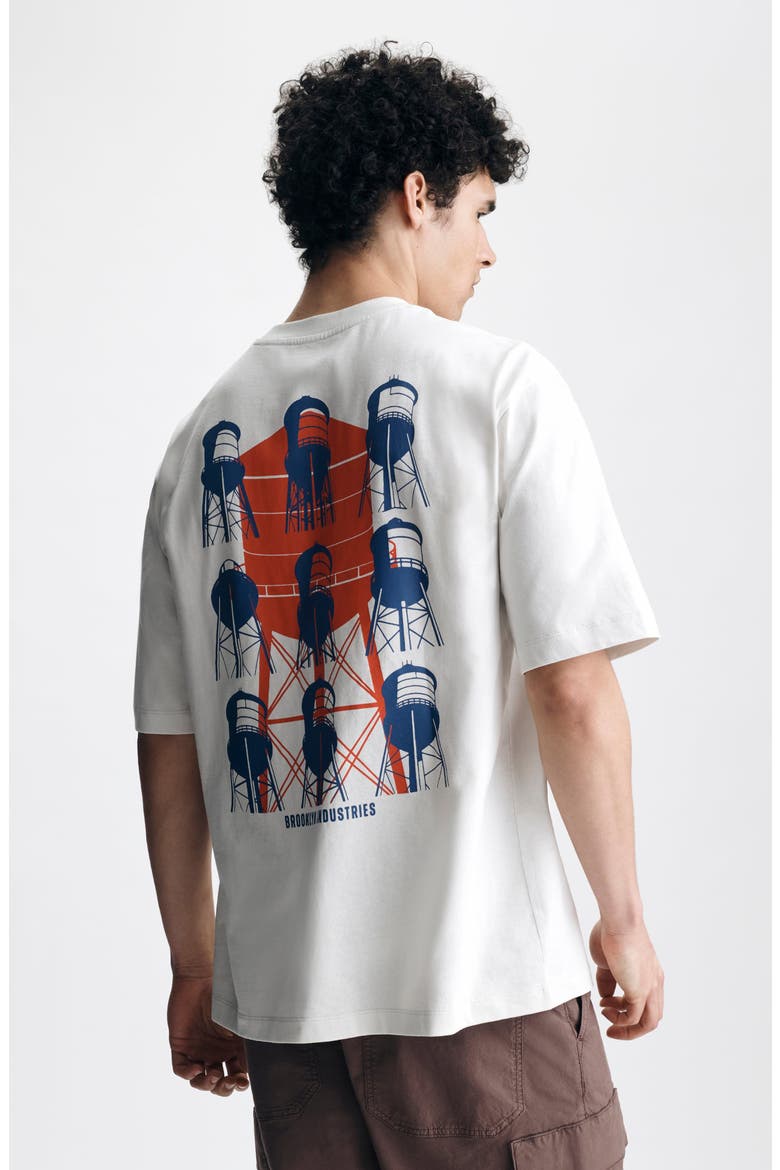 Loose Fit Water Tower Cotton Graphic T-Shirt, Alternate, color, WHITE ONYX