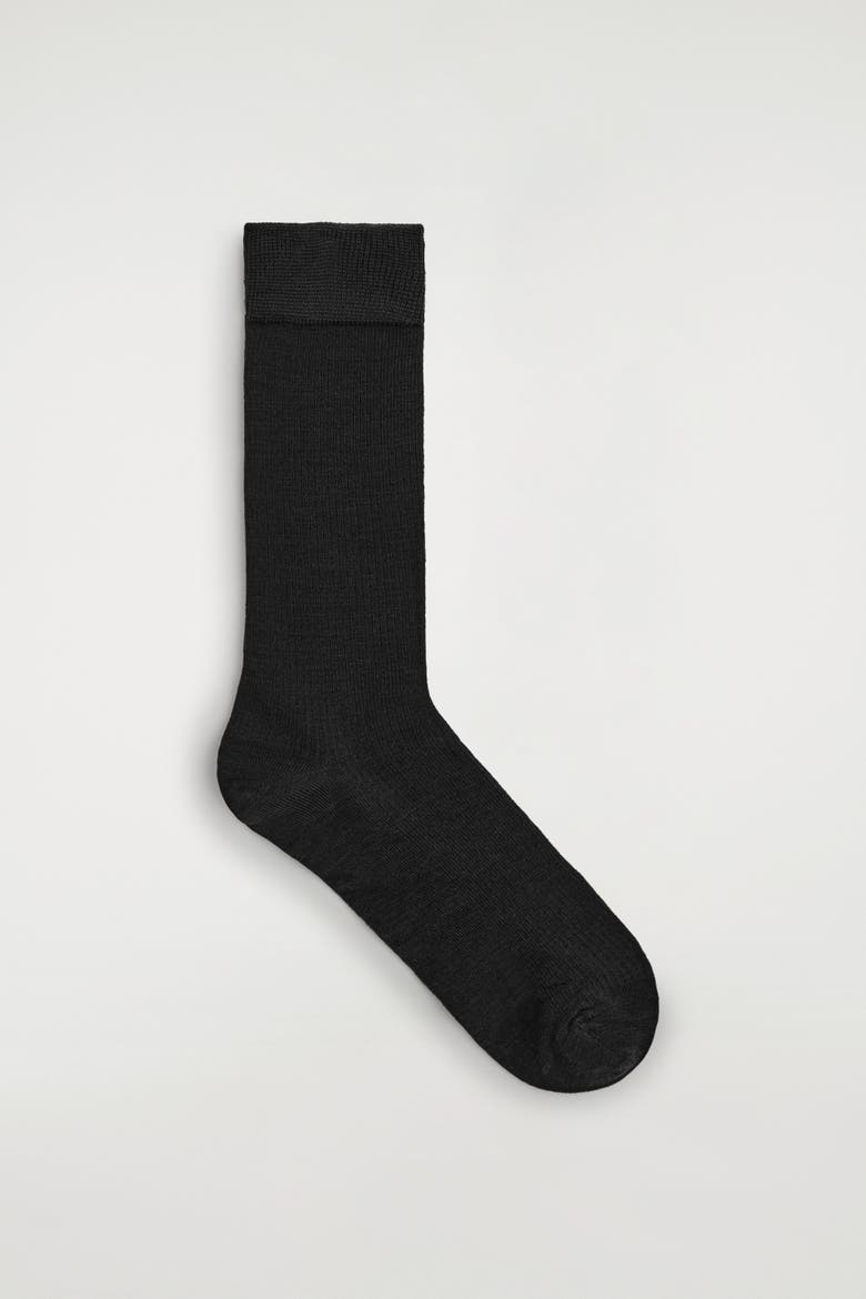 Fine Wool Socks, Main, color, BLACK