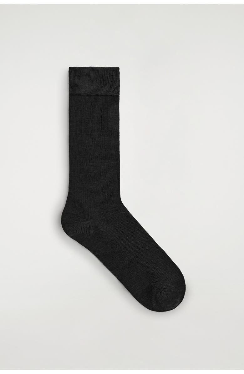 COS Fine Wool Socks, Main, color, Black