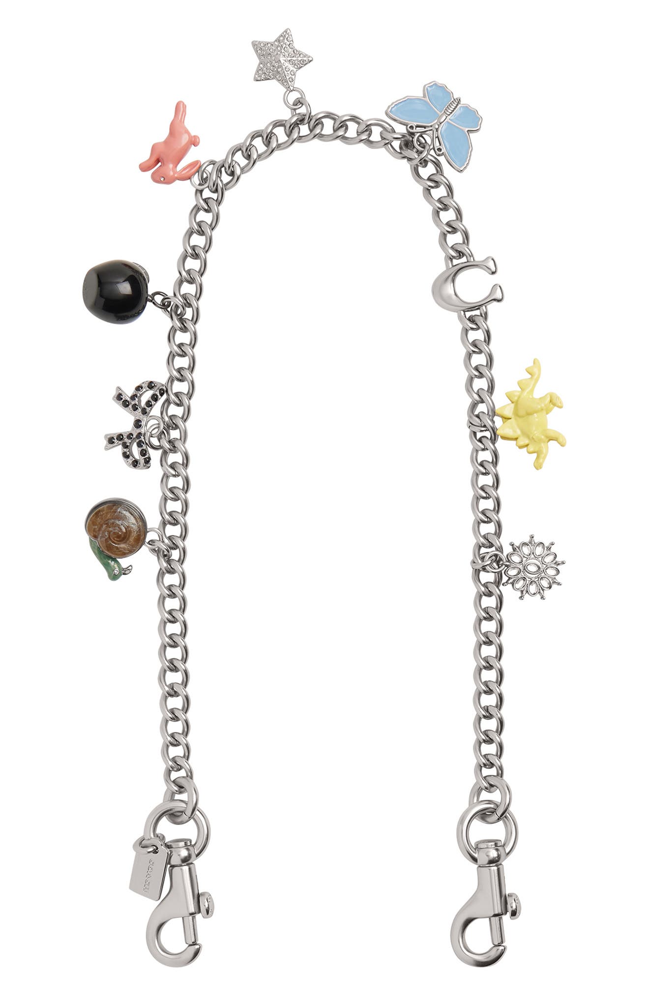 COACH Motif Chain Strap Bag Charm, Main, color, Silver