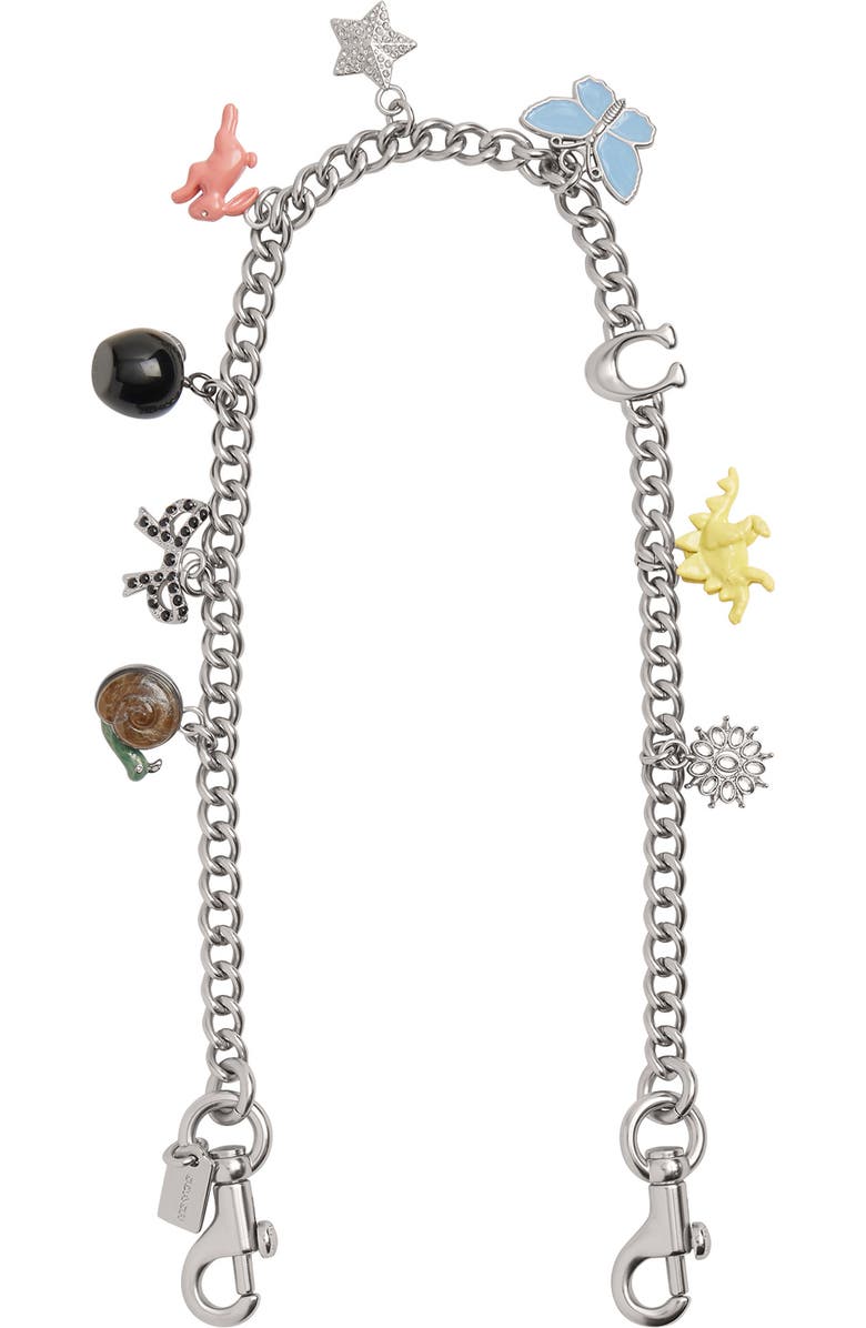 COACH Motif Chain Strap Bag Charm, Main, color, Silver