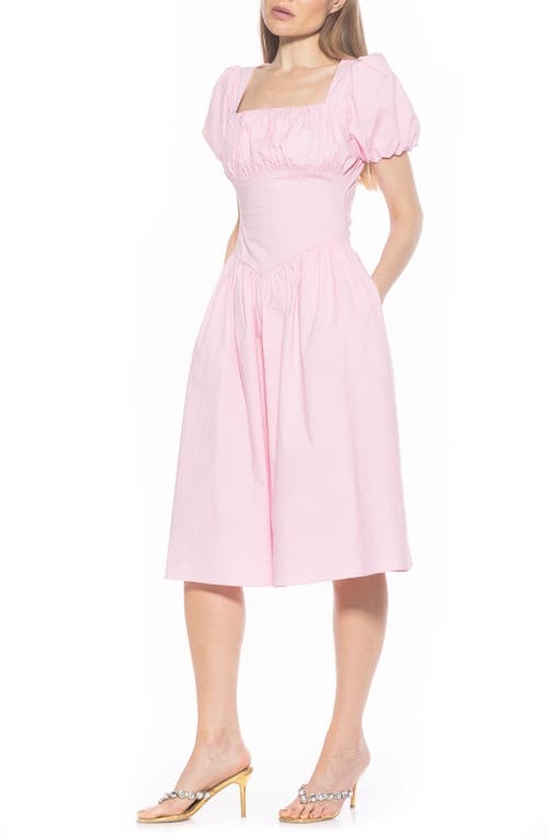 Alexia Admor Jessi Puff Sleeve Midi Dress In Pink