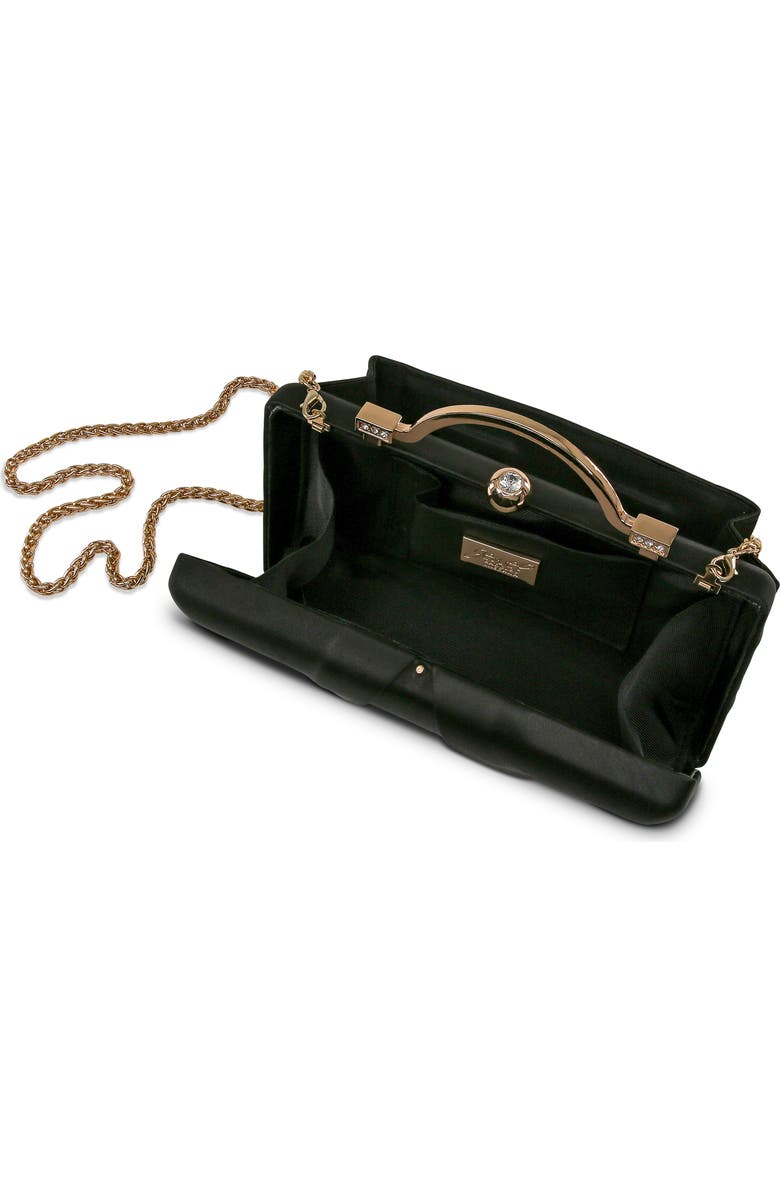 Jewel Badgley Mischka Emma Satin Minaudiere with Outer Pocket, Alternate, color, Black