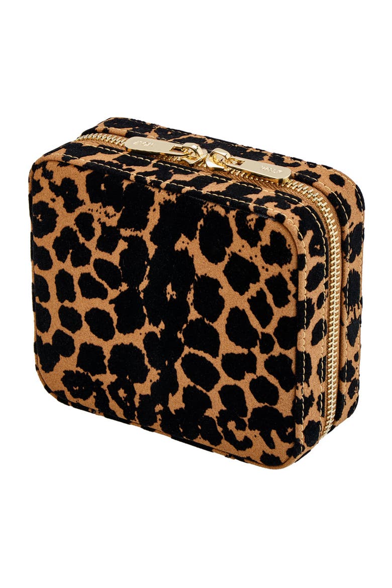 Savanna Leopard Print Jewelry Zip Case, Alternate, color, Tan/Black