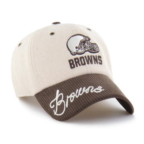 Women's '47 Natural/Brown Cleveland Browns Rope Script Clean Up Adjustable Hat