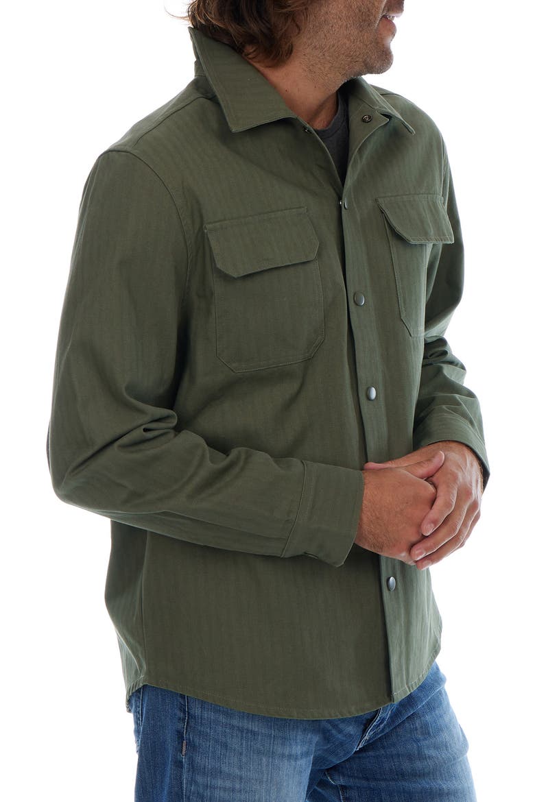 Herringbone Cotton Work Shirt, Alternate, color, DARK GREEN