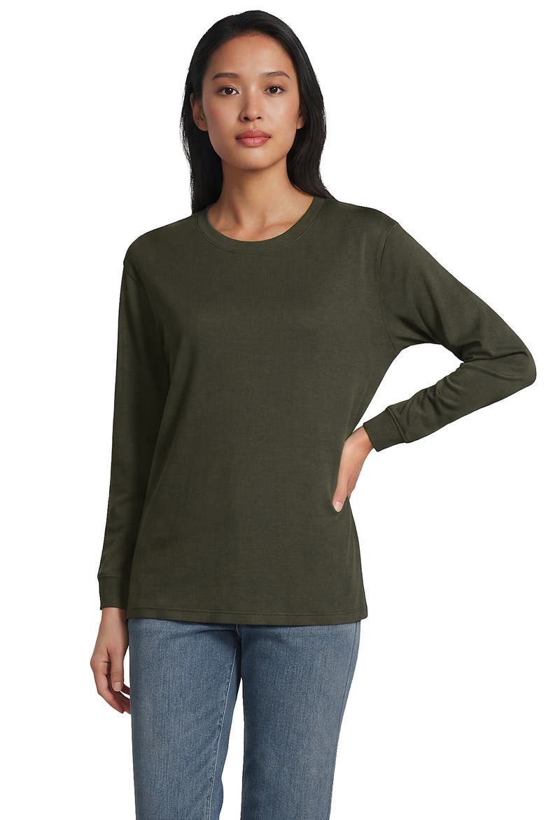 Cotton Relaxed Long Sleeve Crew Neck, Main, color, Forest Moss