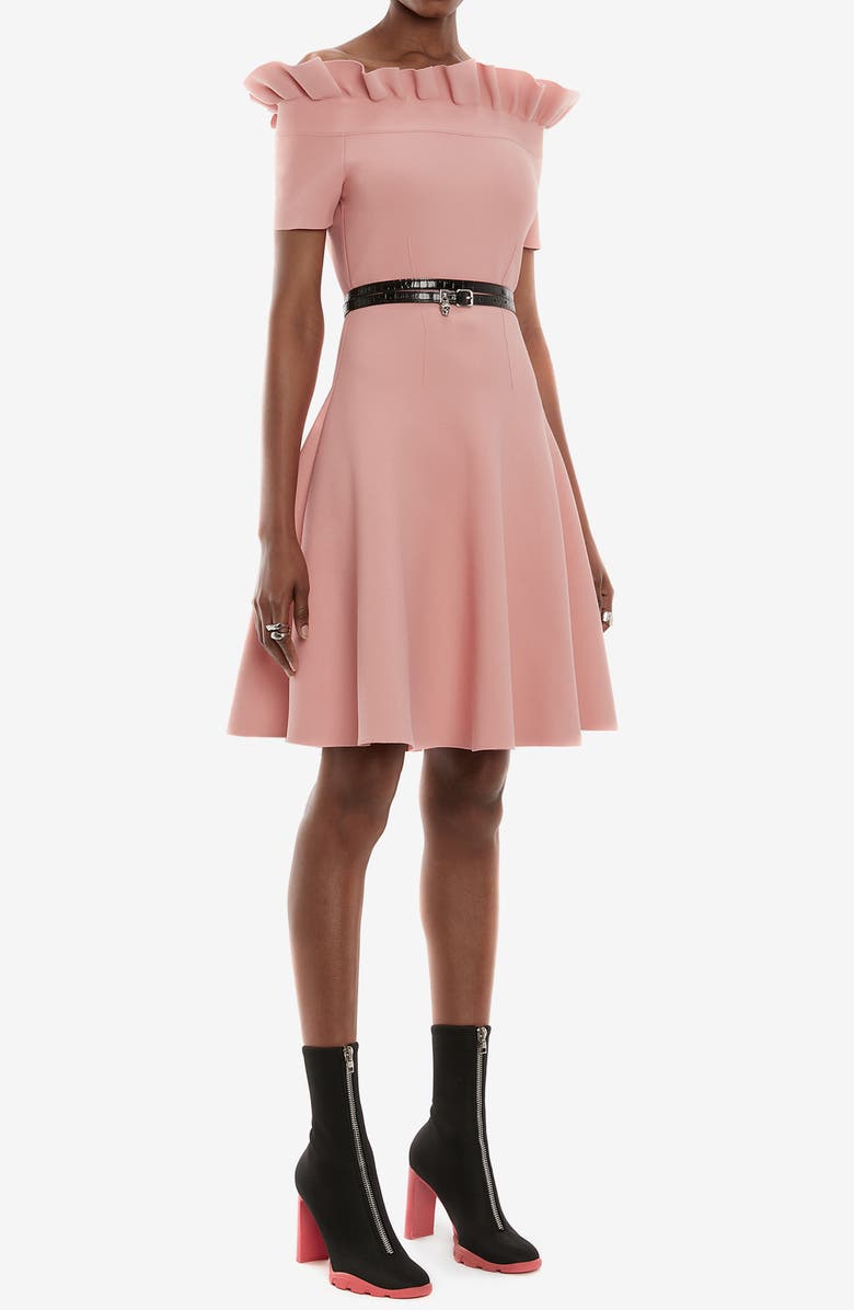 McQueen Alexander McQueen Off the Shoulder Skater Dress, Alternate, color, 