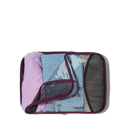 Baggallini 2 Medium / 1 Large Compression Packing Cubes Travel Set In Mulberry