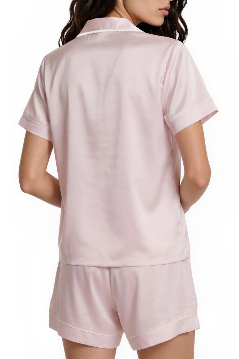 Satin Short Pajamas with Faux Pearl Trim, Alternate, color, BLUSH