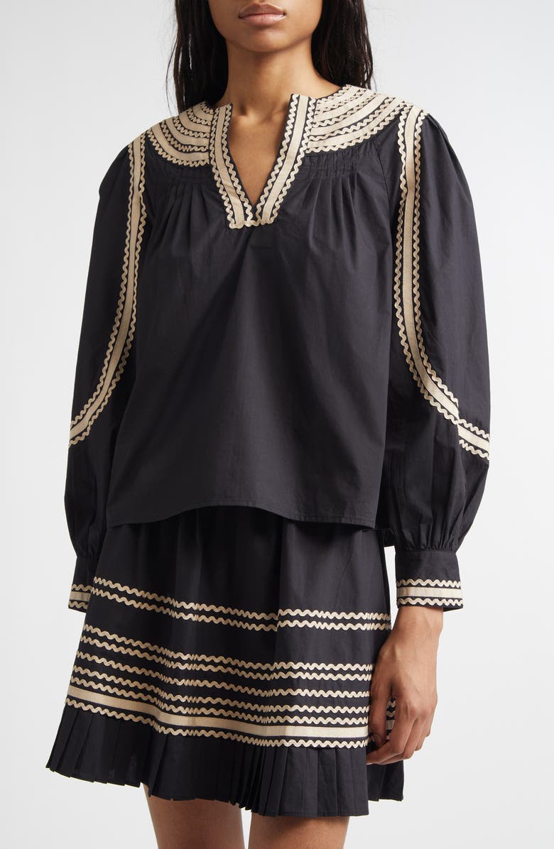 Ulla Johnson Laurenza Long Sleeve Top, Alternate, color, Noir