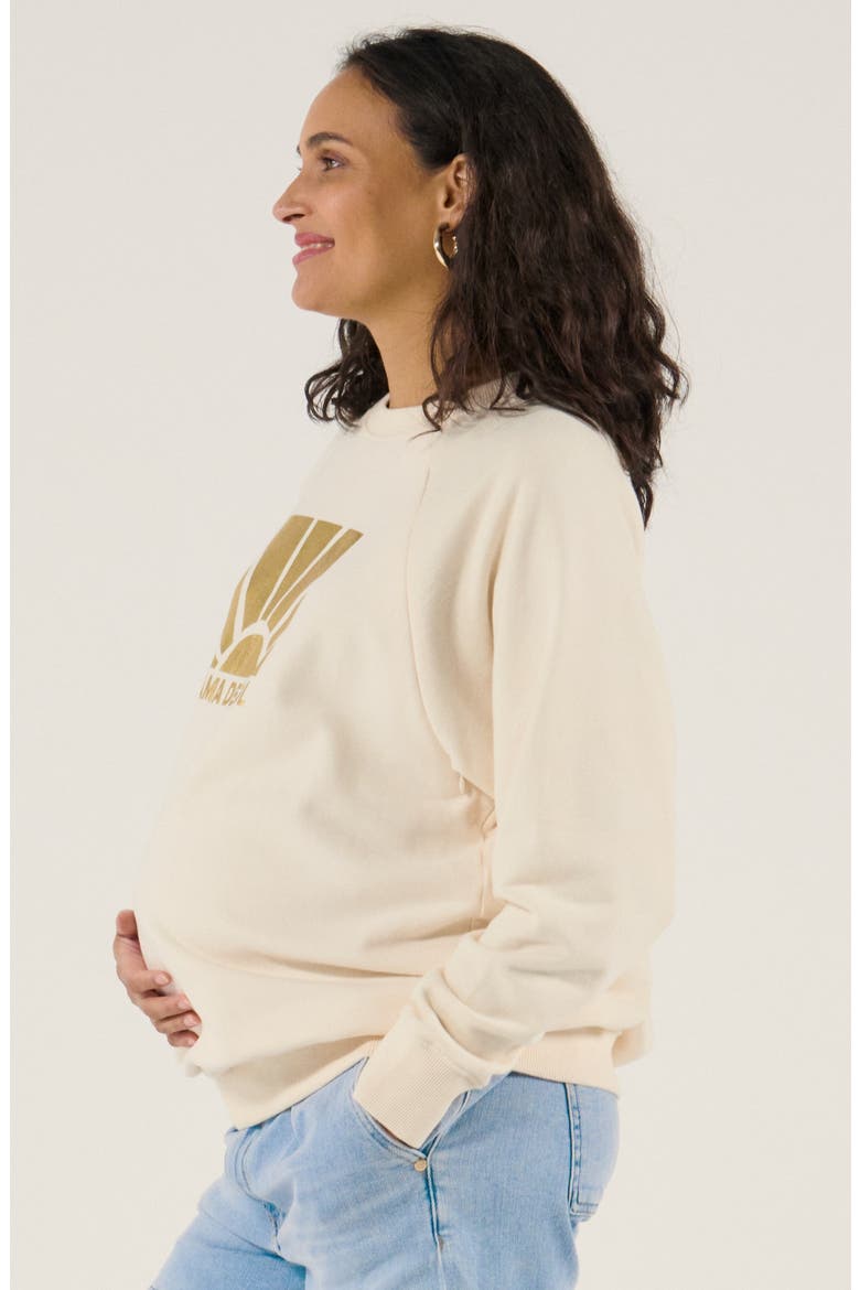 Maternity and Nursing Print Sweat Sunny, Alternate, color, Ecru