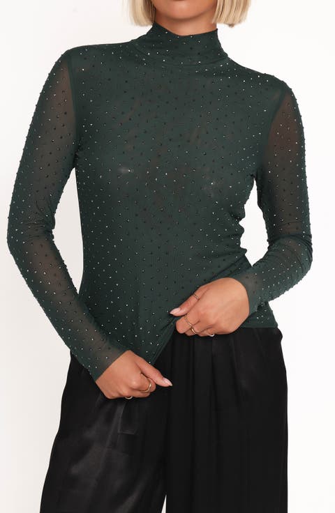 Alejandra Embellished Mesh Top