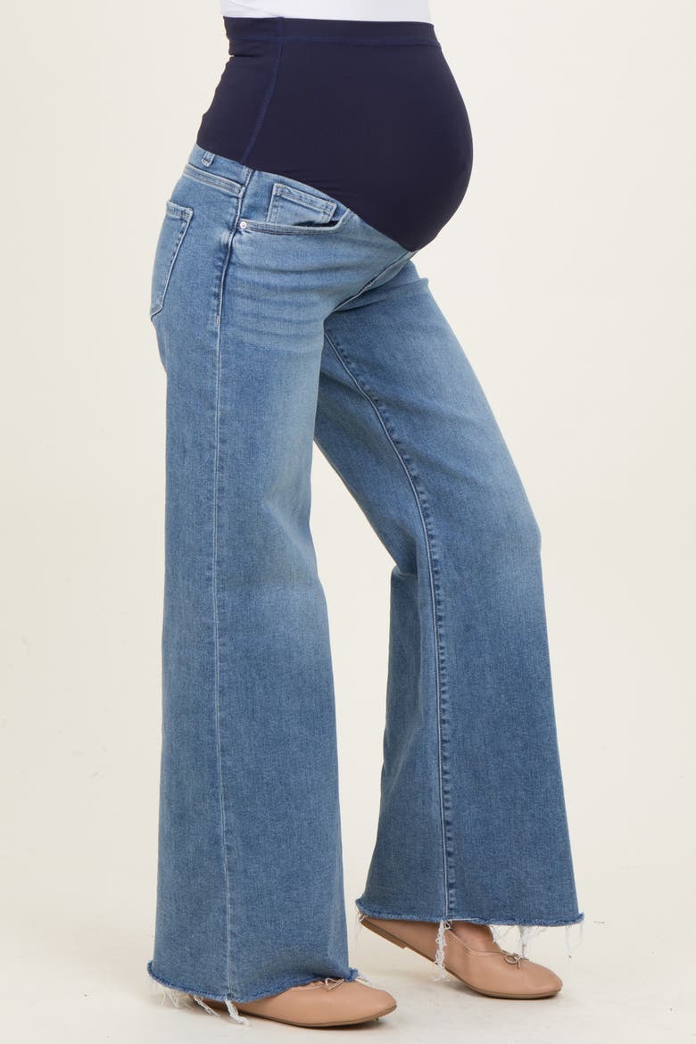 Distressed Relaxed Wide Leg Maternity Jeans, Alternate, color, Blue