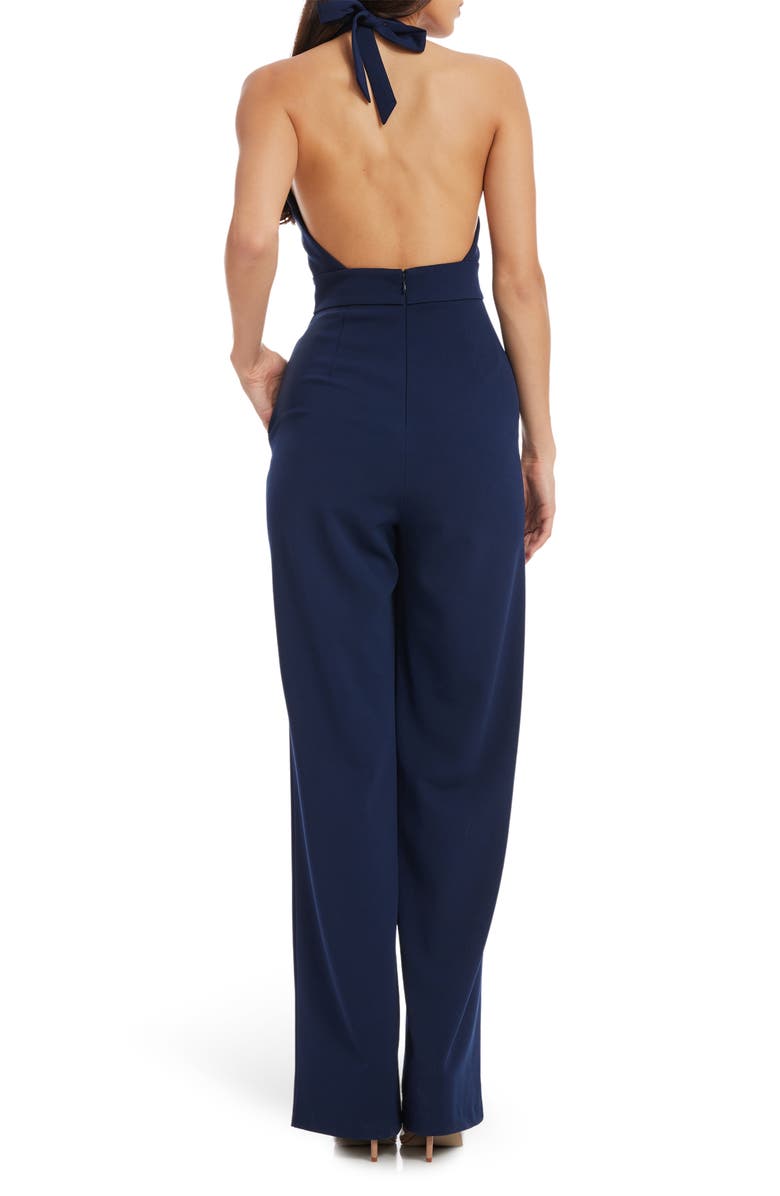 Dress the Population Miller Halter Jumpsuit, Alternate, color, Navy