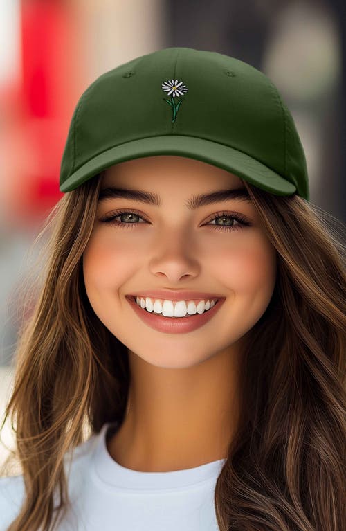 Dalix Daisy Embroidered Everyday Hat In Olive