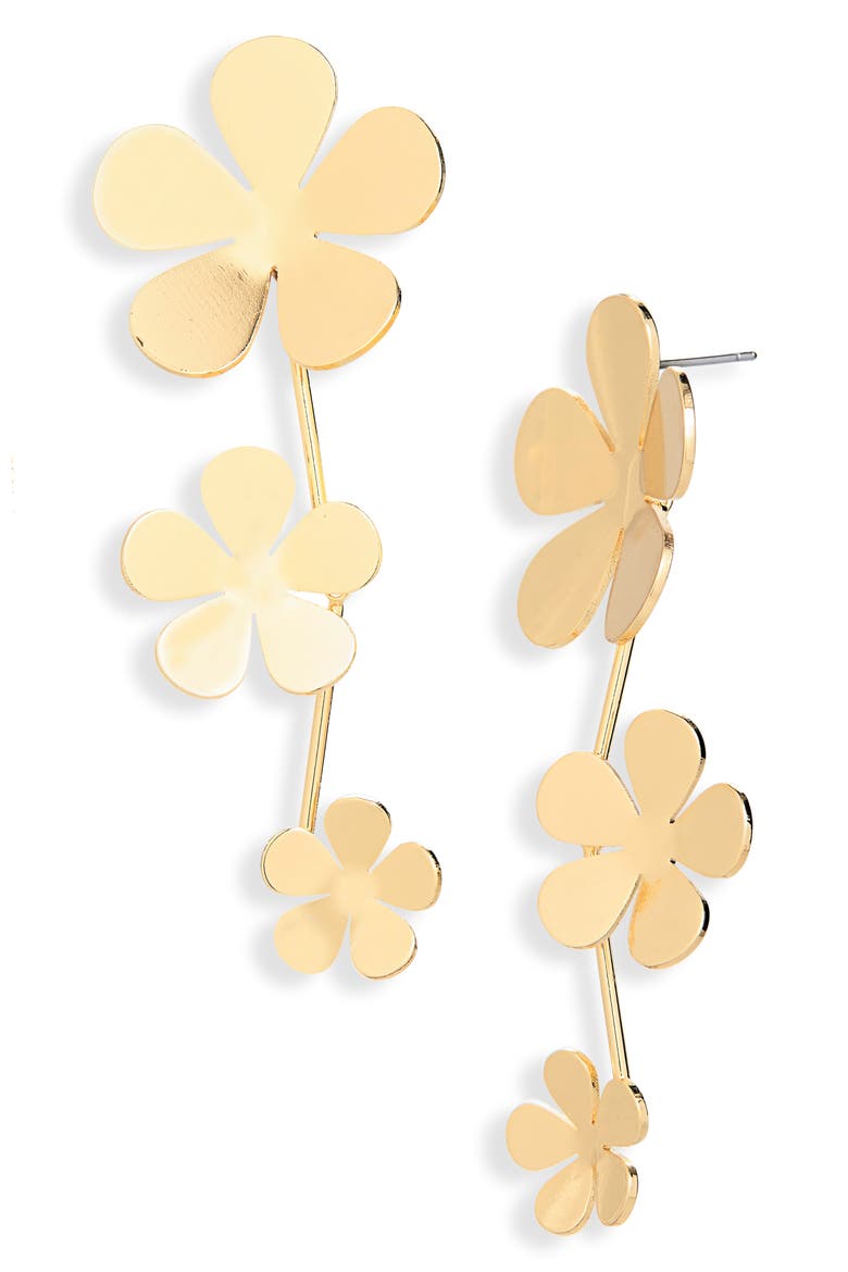 Flower Drop Earrings, Main, color, GOLD
