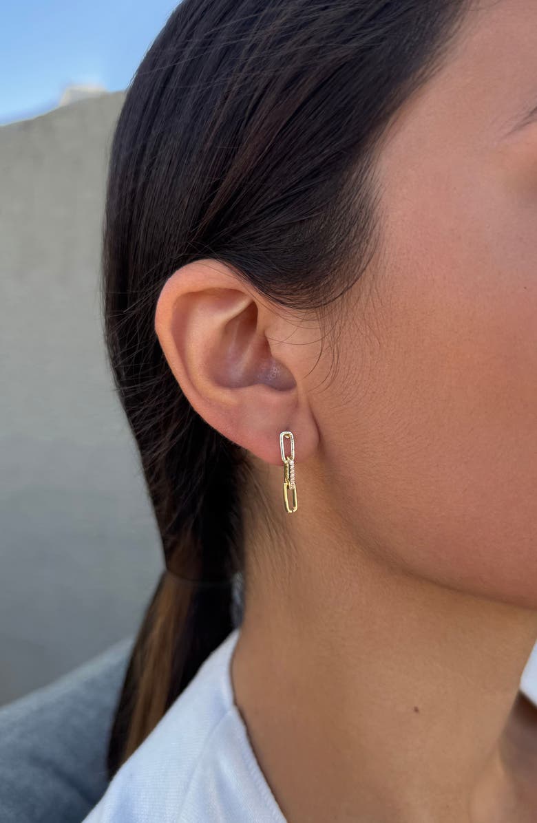 Adornia Cubic Zirconia Mini Paperclip Drop Earrings, Alternate, color, Gold