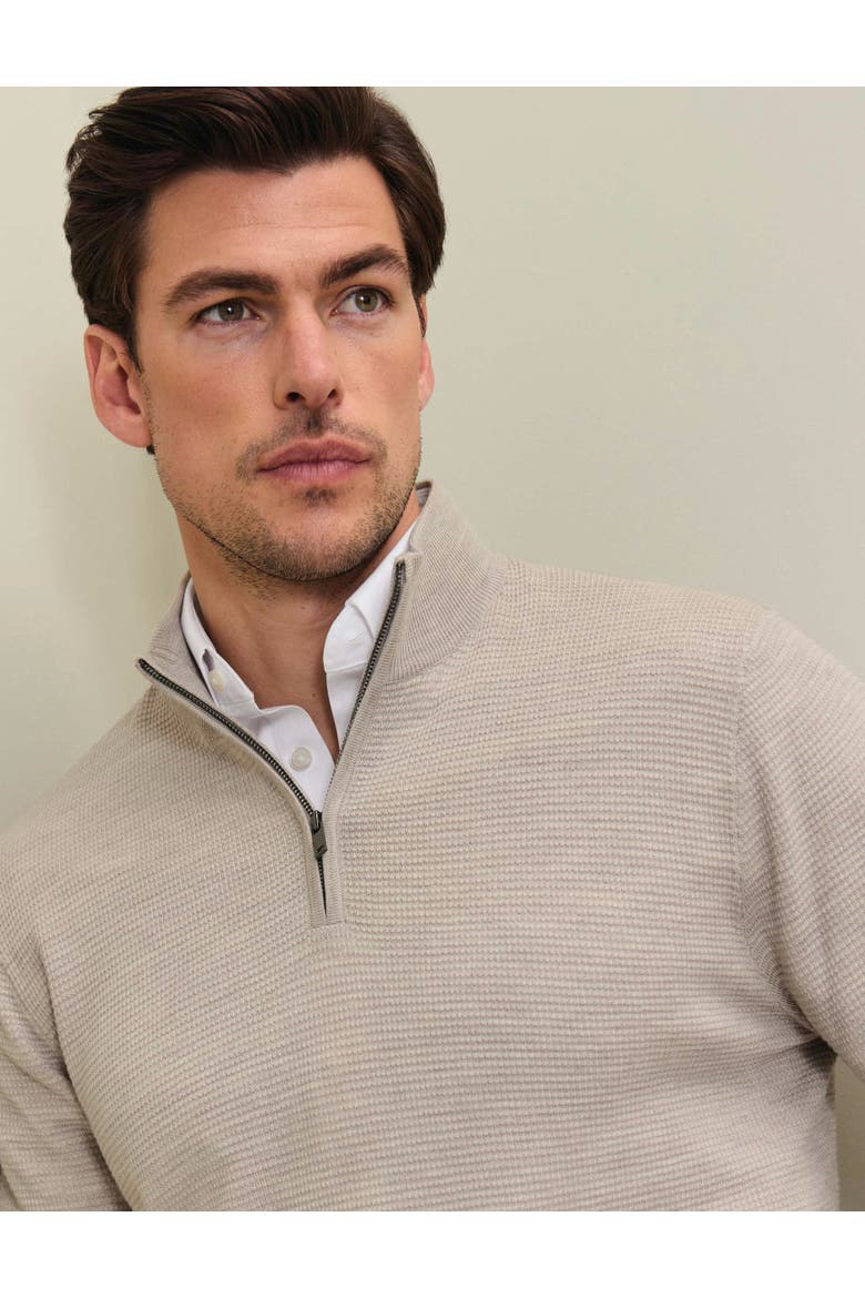 Pure Merino Texture Zip Neck Sweater, Alternate, color, Limestone