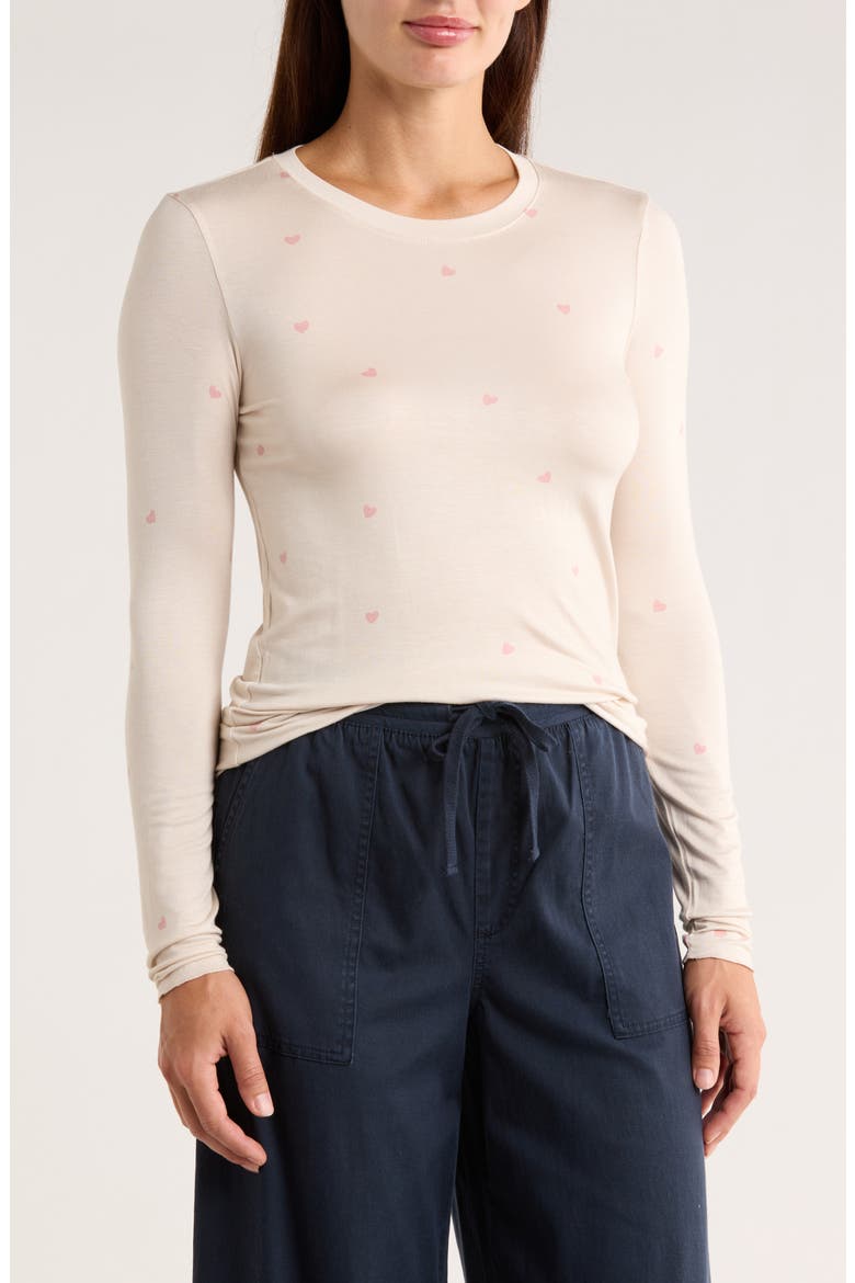 Leopard Print Long Sleeve T-Shirt, Main, color, MSTNE/WFLWR HRT
