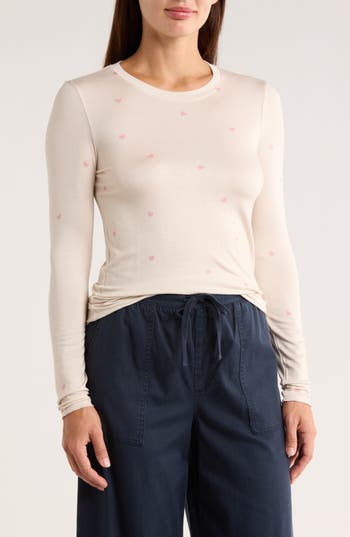 Splendid Leopard Print Long Sleeve T-shirt In Gold
