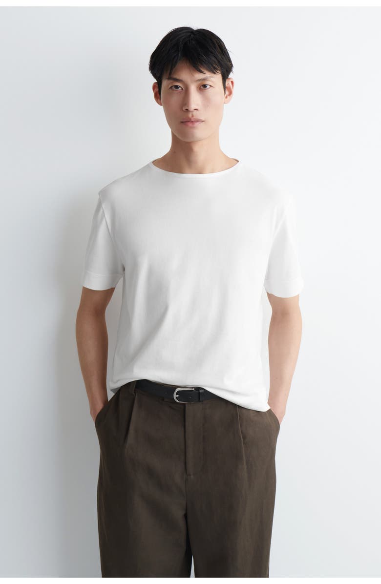 COS Boat-neck Cotton T-shirt, Main, color, White
