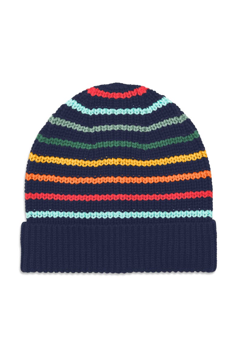 Kids Rainbow Stripe Beanie, Main, color, Navy Rainbow Stripe