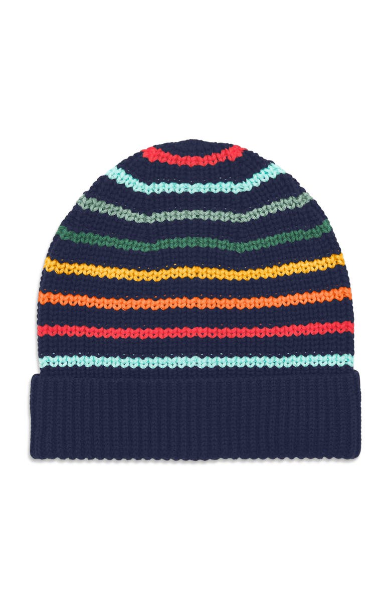 Primary Kids Rainbow Stripe Beanie, Main, color, Navy Rainbow Stripe