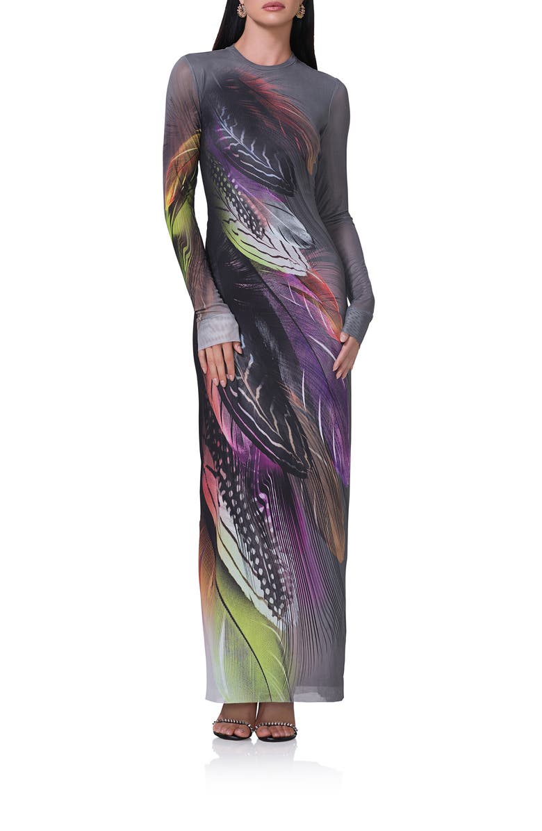 AFRM Didi Long Sleeve Mesh Maxi Dress, Main, color,