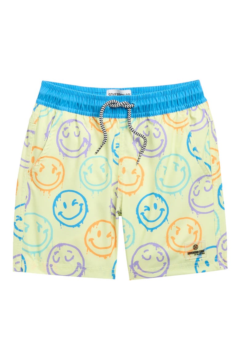 Kids' Bali Swim Trunks, Main, color, SHADOW LIME/ WINKEY