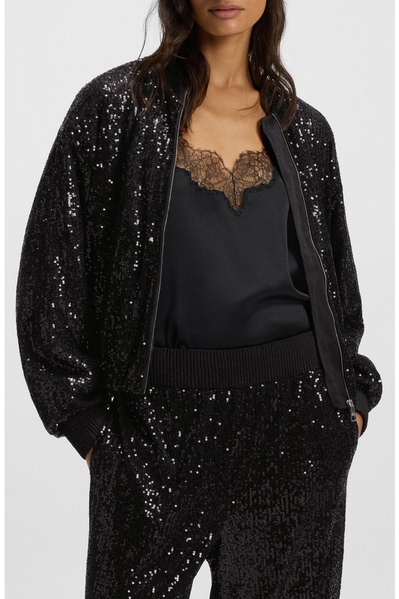 Jilloi Sequin Bomber Jacket, Main, color, BLK