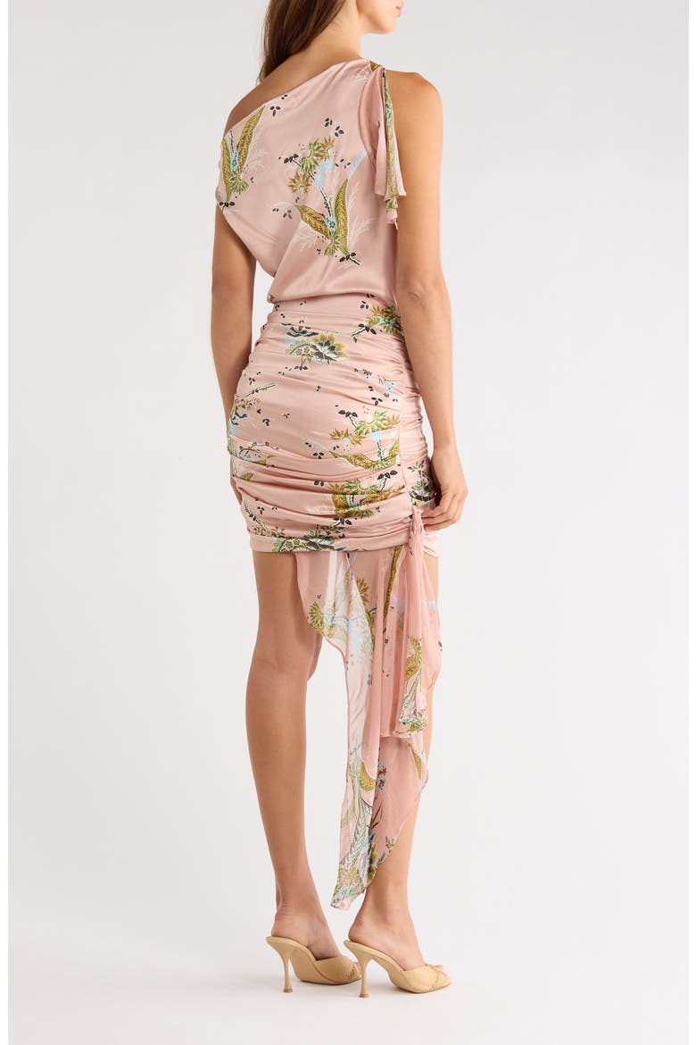 Athena One-Shoulder Ruched Silk Minidress, Alternate, color, TAPESTRY ROSE